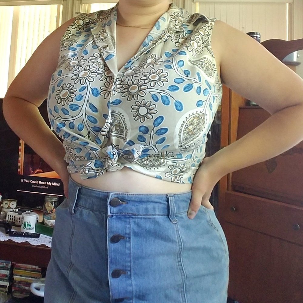 Button Down Tank Top with Collar